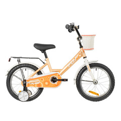Велосипед FOXX 14" SIMPLE персиковый, сталь, тормоз нож, крылья, багажник, полная защ.цепи, передняя