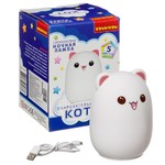 Ночная лампа ОЧАРОВАТЕЛЬНЫЙ КОТ, BONDIBON, силикон, 5 цветов, USB зарядка, 13,5х9,5 см.
