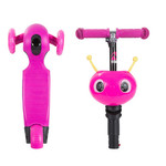Самокат Novatrack Disco-kids Saddle для детей, трансформер, свет.колеса PU 120*90мм, розовый